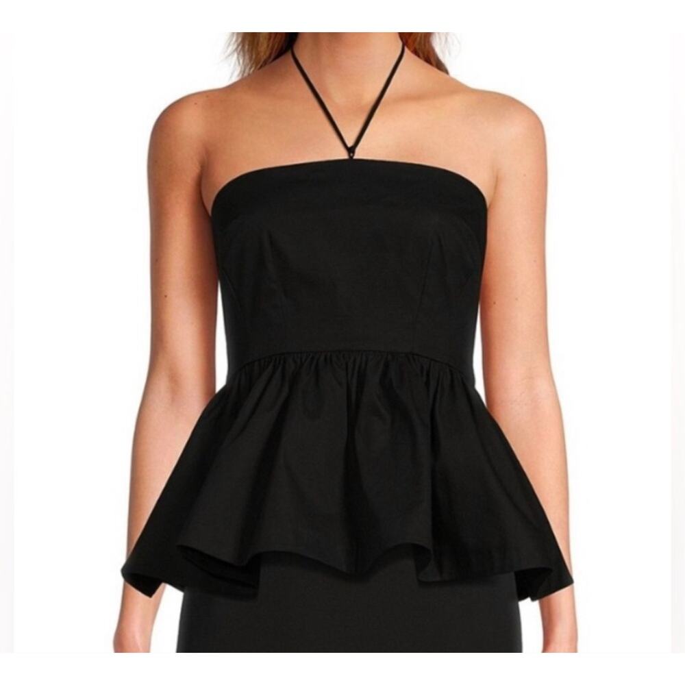 Antonio Melani NWT The Style Bungalow Amore Black Twill Peplum Halter size 10